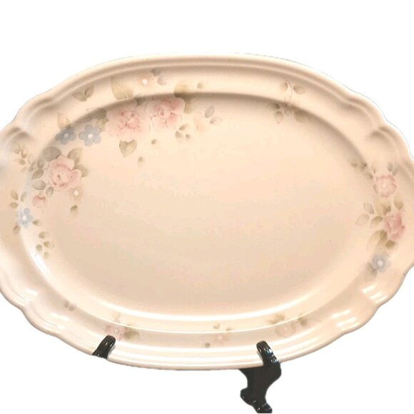 Pfaltzgraff Tea Rose Platter 12 3/4" x 8 3/4" Vintage Stoneware Floral - Picture 1 of 9